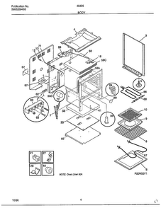 Body Diagram and Parts List for 484360B  Frigidaire Range