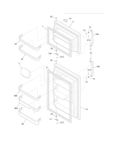Doors Diagram and Parts List for FFHT1725LKA  Frigidaire Refrigerator
