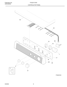 Controls/Top Panel Diagram and Parts List for FGQ221CAS0  Frigidaire Dryer