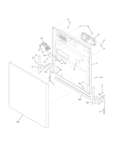 Door Diagram and Parts List for FFBD2411NW1A  Frigidaire Dishwasher