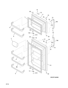 Doors Diagram and Parts List for FPHT18D3RS0  Frigidaire Refrigerator