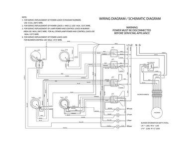 Wiring Diagram Diagram and Parts List for RC36DE60PB0  Uni Cooktop