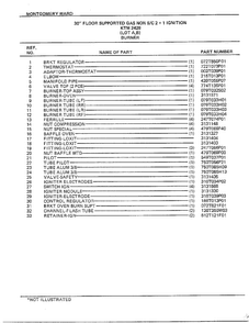 Burner Page 2 Diagram and Parts List for 2428B  Frigidaire Range