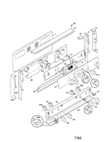 Backguard Diagram and Parts List for FEF389WJCA  Frigidaire Range