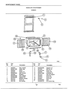 Room Air Conditioner Page 6 Diagram and Parts List for 5338009  Frigidaire Air Conditioner