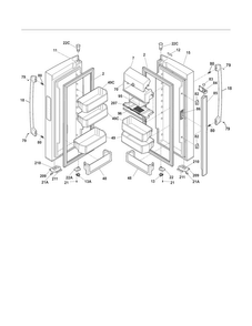 Fresh Food Door Diagram and Parts List for E23BC68JPS4  Electrolux Refrigerator
