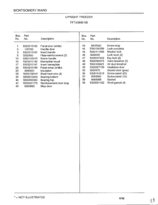 Upright Freezer Page 2 Diagram and Parts List for 40849B  Frigidaire Freezer
