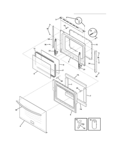 Door Diagram and Parts List for FGES3065KBE  Frigidaire Range