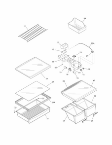 Shelves Diagram and Parts List for 25378824010  Kenmore Refrigerator