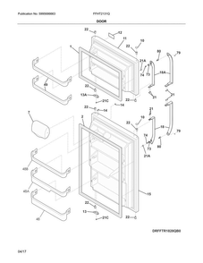Door Diagram and Parts List for FFHT2131QM2  Frigidaire Refrigerator