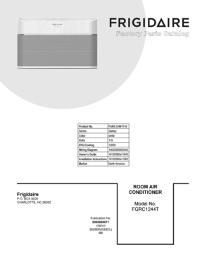 01 - Cover Sheet Diagram and Parts List for FGRC1244T110  Frigidaire Air Conditioner