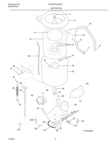 Motor/Tub Diagram and Parts List for MTWX23VRGS2  Frigidaire Washer