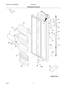 Refrigerator Door Diagram and Parts List for GLVC25V7FW2  Frigidaire Refrigerator