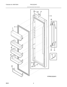 Refrigerator Door Diagram and Parts List for PRSC2222AF3  Frigidaire Refrigerator