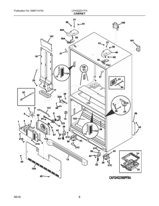 Cabinet Diagram and Parts List for LFHG2251TF4  Frigidaire Refrigerator