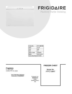 01 - COVER SHEET Diagram and Parts List for FFFC13M4TW0  Frigidaire Freezer