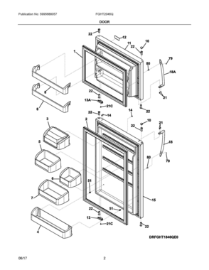 02 - DOOR Diagram and Parts List for FGHT2046QP2  Frigidaire Refrigerator