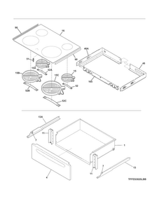 Top/drawer Diagram and Parts List for CFES3025LB4  Frigidaire Range