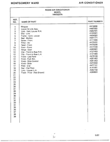 Room Air Conditioner Page 2 Diagram and Parts List for 5237A  Frigidaire Air Conditioner
