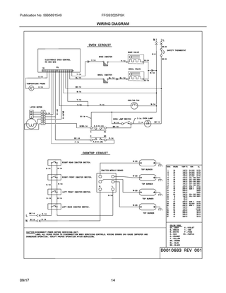 Wiring Diagram Diagram and Parts List for FFGS3025PSK  Frigidaire Range