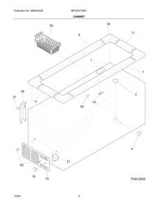 Cabinet Diagram and Parts List for MFC25V7DW1  Frigidaire Freezer