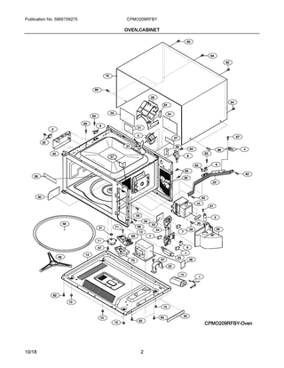 Oven,cabinet Diagram and Parts List for CPMO209RFBY  Frigidaire Microwave