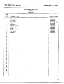 Room Air Conditioner Page 8 Diagram and Parts List for 5237A  Frigidaire Air Conditioner