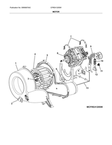 Motor Diagram and Parts List for CFRE4120SW  Frigidaire Dryer