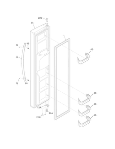Freezer Door Diagram and Parts List for FGHC2331PF6  Frigidaire Refrigerator