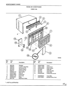 Room Air Conditioner Diagram and Parts List for 5119A  Frigidaire Air Conditioner