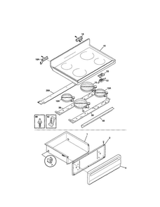 Top/drawer Diagram and Parts List for GEF365BHSA  Frigidaire Range