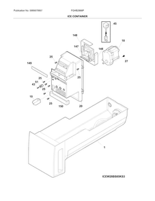 Ice Container Diagram and Parts List for FGHB2866PECA  Frigidaire Refrigerator