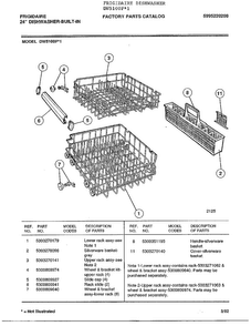 Misc./literature/optional Parts  Page 11 Diagram and Parts List for DW5100P*1  Frigidaire Dishwasher
