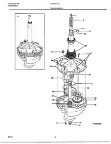 Transmission Diagram and Parts List for FWX6971E  Frigidaire Washer