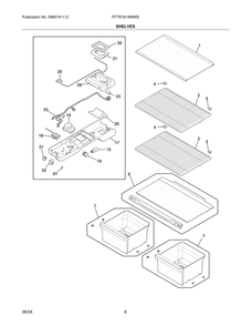 Shelves Diagram and Parts List for FFTR1814WWD  Frigidaire Refrigerator