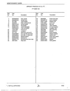 Upright Freezer 21 Cubic Feet Page 2 Diagram and Parts List for 49651-0C  Frigidaire Freezer