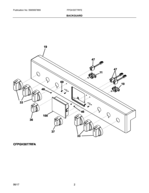 02 - BACKGUARD Diagram and Parts List for FPGH3077RFE  Frigidaire Range