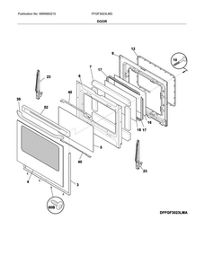 Door Diagram and Parts List for FFGF3023LMG  Frigidaire Range