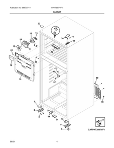 Cabinet Diagram and Parts List for FPHT2097VF0  Frigidaire Refrigerator
