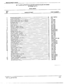 30" Floor/basic Body Page 2 Diagram and Parts List for 4507A  Frigidaire Range