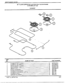 30" Floor Supported Elec Element Diagram and Parts List for 4468B  Frigidaire Range