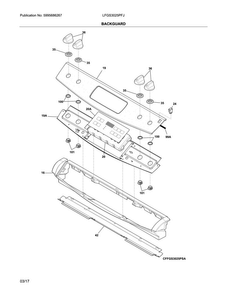 Backguard Diagram and Parts List for LFGS3025PFJ  Frigidaire Range