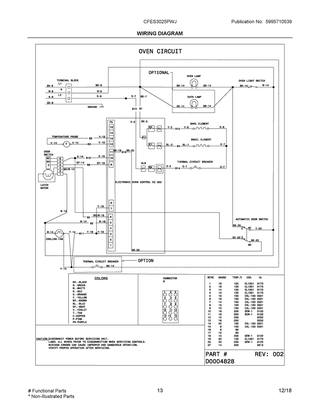 Wiring Diagram Diagram and Parts List for CFES3025PWJ  Frigidaire Range