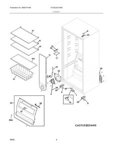 Cabinet Diagram and Parts List for CFUE2021AW0  Frigidaire Freezer
