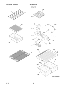 Shelves Diagram and Parts List for MRTW18V4PW1  Frigidaire Refrigerator