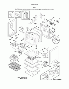 Body Diagram and Parts List for 79096183713  Kenmore Range
