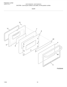 Door Diagram and Parts List for MGF336BGDC  Frigidaire Range