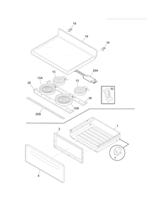 Top/drawer Diagram and Parts List for FFEF3018LMF  Frigidaire Range