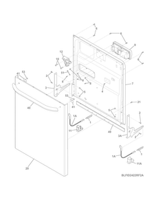 Door Diagram and Parts List for LFID2422RF2A  Frigidaire Dishwasher