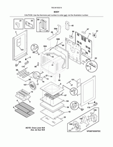 Body Diagram and Parts List for 79094193314  Kenmore Range